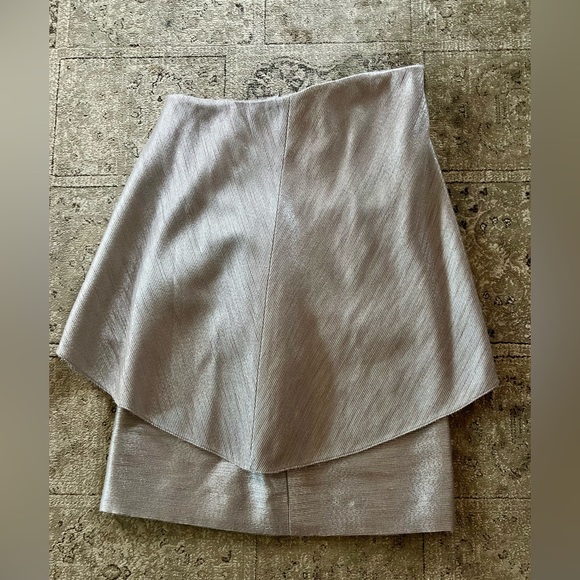 HALSTON HERITAGE Strapless Tiered Embelished Mini Tube Silver Dress Size 4 - Picture 8 of 10